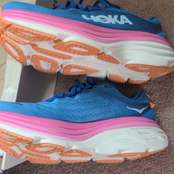 Hoka Blue and Pink Athletic Shoes with Breathable Mesh - Picture 3 of 3